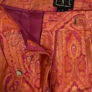 INC International Concepts Vintage Y2K Silk Brocade Pants Size 2